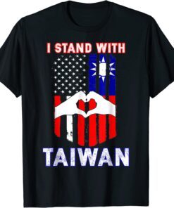 I Stand With Taiwan Support Taiwanese & American Flag Tee Shirt