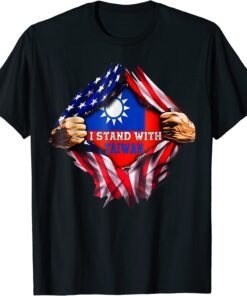 I Stand with Taiwan Flag American Flag support Taiwan Tee Shirt