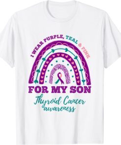 I Wear Purple Teal Pink For My Son Thyroid Cancer Awareness T-Shirt