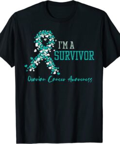 Im A Survivor Ovarian Cancer Awareness Teal Ribbon T-Shirt