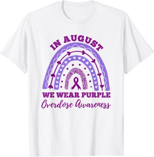 In August We Wear Purple Overdose Awareness Rainbow T-Shirt