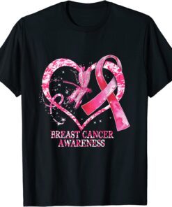 In October We Wear Pink Breast Cancer Awareness Dragonfly Tee Shirt