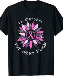 In October We Wear Pink Breast Cancer Costume Sunflower Teen Tee Shirt