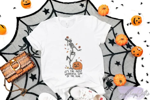 It's The Most Wonderful Time Of The Year, Skeleton Dancing Halloween Tee Shirt