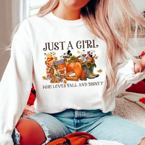 Just a Girl Who Loves Fall and Disney Hallowen Tee Shirt