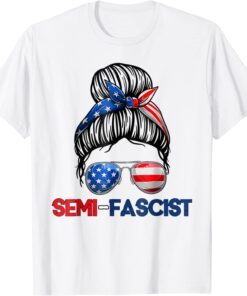 Messy Bun American Flag Semi-Fascist USA Vintage Tee Shirt