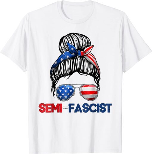 Messy Bun American Flag Semi-Fascist USA Vintage Tee Shirt