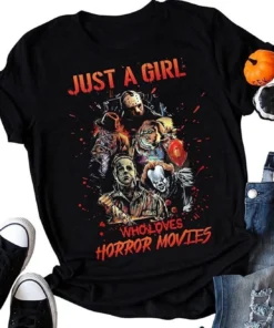 Michael Myers Just a Girl Who Loves Horror Movies Halloween Tee Shirt