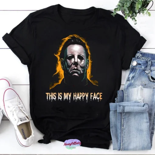 Michael Myers This Is My Happy Face Halloween Classic Shirt