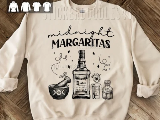 Midnight Margaritas Halloween Witches Tee Shirt