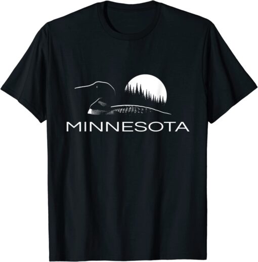 Minnesota - Loon and Trees in Moonlight Tee Shirt