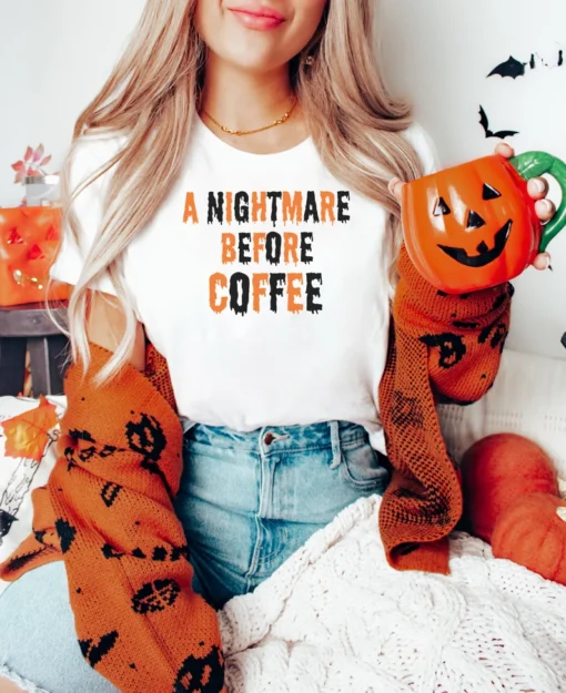 Nightmare Before Coffee Halloween Tee Shirt