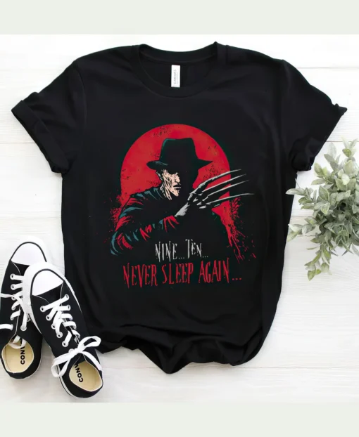 Nine Ten Never Sleep Again Freddy Krueger Halloween Tee Shirt