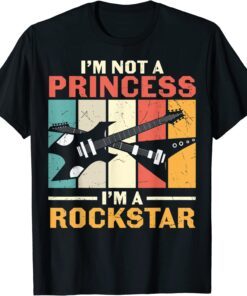 Not Princess Rockstar Vintage Guitar Guitarist Band Player Tee Shirt