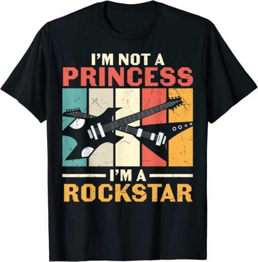 Not Princess Rockstar Vintage Guitar Guitarist Band Player Tee Shirt