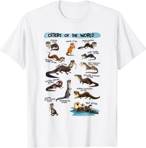 Otters Of The World Sea Otter Giant Otter Lovers Educational Tee Shirt