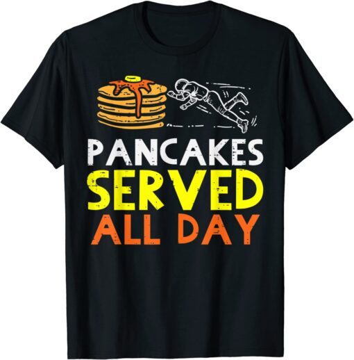 Pancakes Served American Football Offensive Lineman Tee Shirt