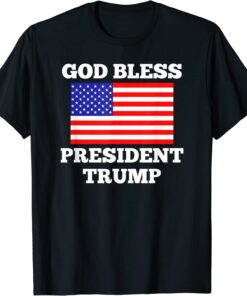 Patriotic God Bless President Trump USA Flag T-Shirt