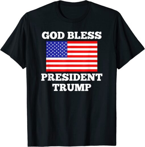 Patriotic God Bless President Trump USA Flag T-Shirt