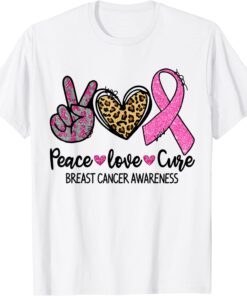 Peace Love Cure Faith Pink Ribbon Breast Cancer Awareness Tee Shirt