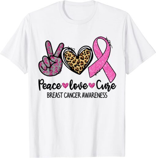 Peace Love Cure Faith Pink Ribbon Breast Cancer Awareness Tee Shirt