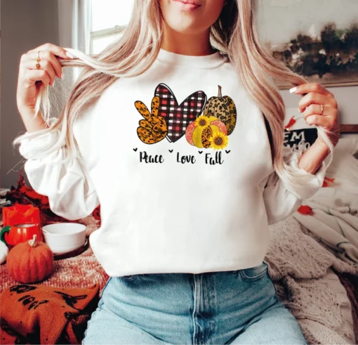 Peace Love Fall Halloween Tee Shirt