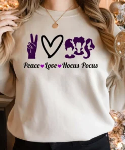 Peace Love Hocus Pocus Sticker Halloween Tee Shirt