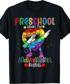 Pre-K Teacher Adventure Begins First Day Preschool Teachers Tee Shirt