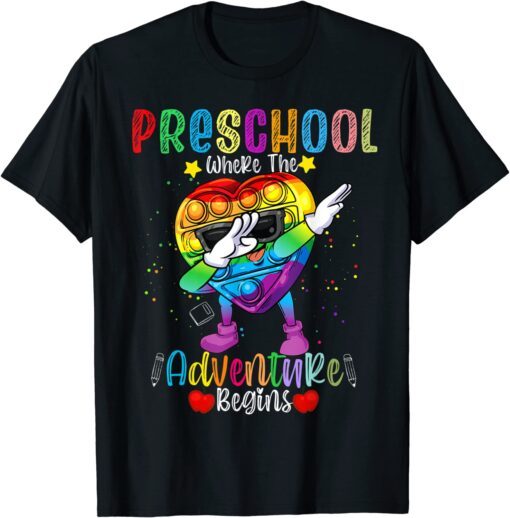 Pre-K Teacher Adventure Begins First Day Preschool Teachers Tee Shirt