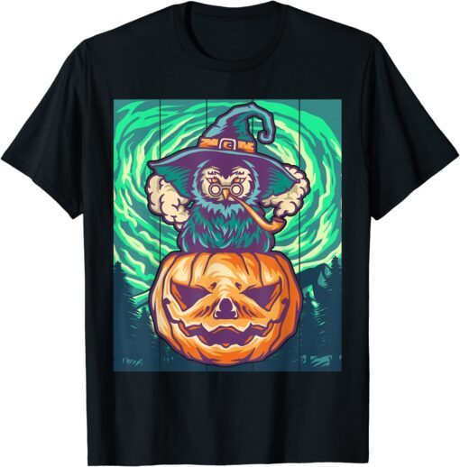 Pumpkin Owl Costume Halloween Boo Owl With Witch Hat Owl Tee Shirt