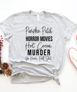 Pumpkin Patch Horror Movies Hot Cocoa Murder Tee Shirt