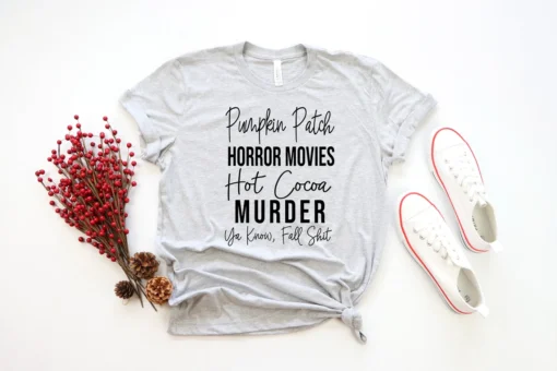 Pumpkin Patch Horror Movies Hot Cocoa Murder Tee Shirt