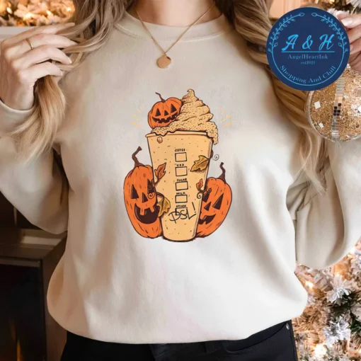 Pumpkin Spice Latte Halloween Tee Shirt