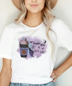 Pumpkin Spice & Witch Vibe Halloween Tee Shirt