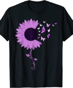 Purple Ribbon Sunflower Butterfly Overdose Awareness Month T-Shirt