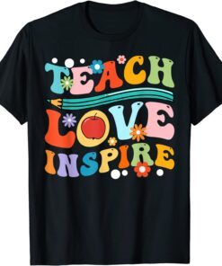 Retro Groovy Teacher Inspirational Happy Back to School Tee Shirt