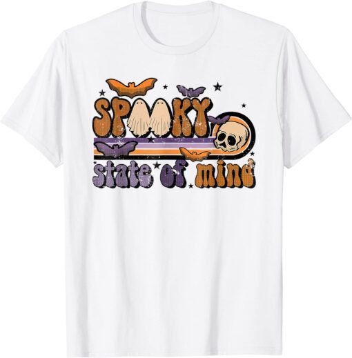 Retro Halloween Ghost Spooky State Of Mind Spooky Season Tee Shirt