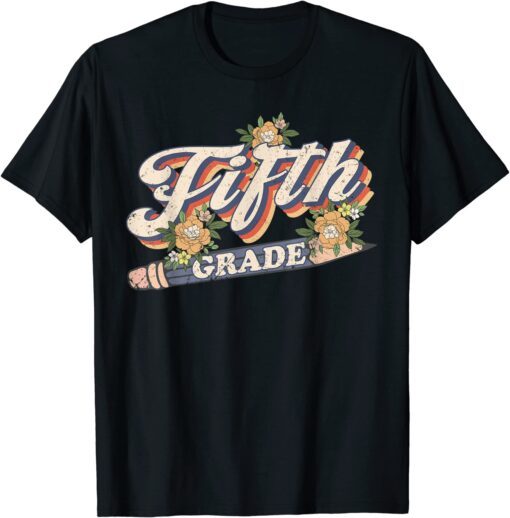 Retro Sunset Fifth Grade Teacher & Student Back To School Tee Shirt