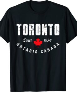 Retro Toronto Ontario 1834 Pride Canadian Maple Leaf Canada Tee Shirt