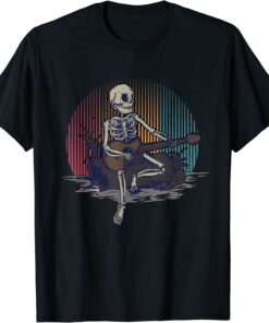 Rock On Rock Star Skeleton Guitar Hands Halloween Rock Band Tee Shirt