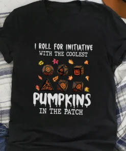 Roll for initiative pumpkins Halloween DnD Dice Tee Shirt