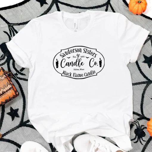 Sanderson Sisters Candle Co. Black Flame Candle Halloween Tee Shirt