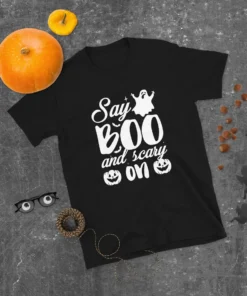 Say Boo And Scary On Ghost Halloween Tee Shirt