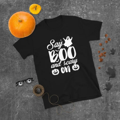 Say Boo And Scary On Ghost Halloween Tee Shirt