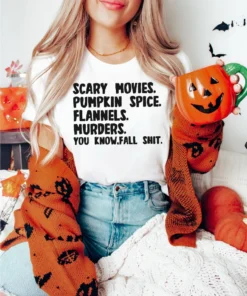 Scary Movies Pumpkin Spice Halloween Tee Shirt