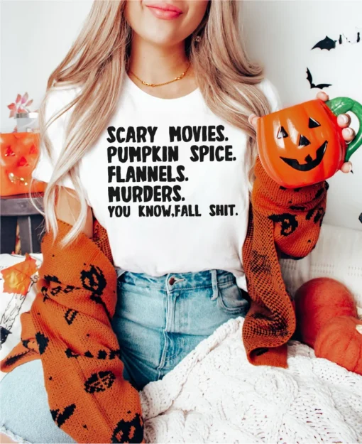 Scary Movies Pumpkin Spice Halloween Tee Shirt