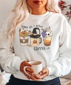 Scary Til I Get Coffee Halloween T-Shirt