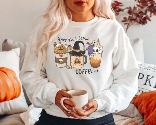 Scary Til I Get Coffee Halloween T-Shirt