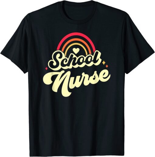 School Nurse vintage rainbow back to school Tee Shirt