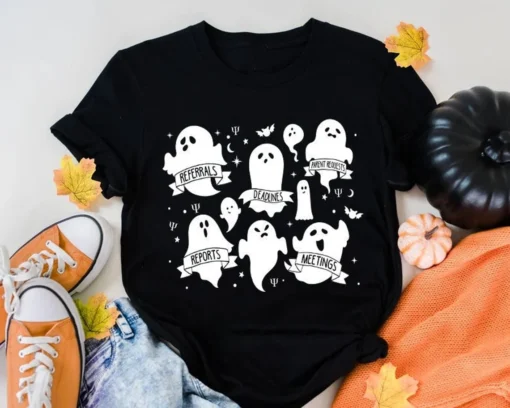 School Psych Ghosts Halloween T-Shirt